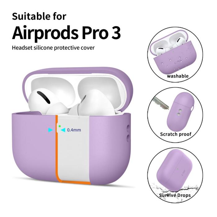 Bild 4, Tech-Protect Tech-Protect AirPods Pro 3 Skal Silicone Lavender - Teknikhallen.se