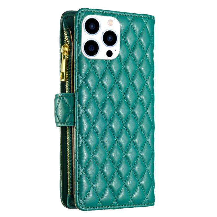 Bild 3, BINFEN BINFEN iPhone 15 Pro Fodral Diamond Multifunktionell Grön - Teknikhallen.se