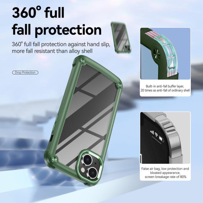 Bild 5,  iPhone 15 Plus Skal Shockproof Hybrid Armor Grön - Teknikhallen.se