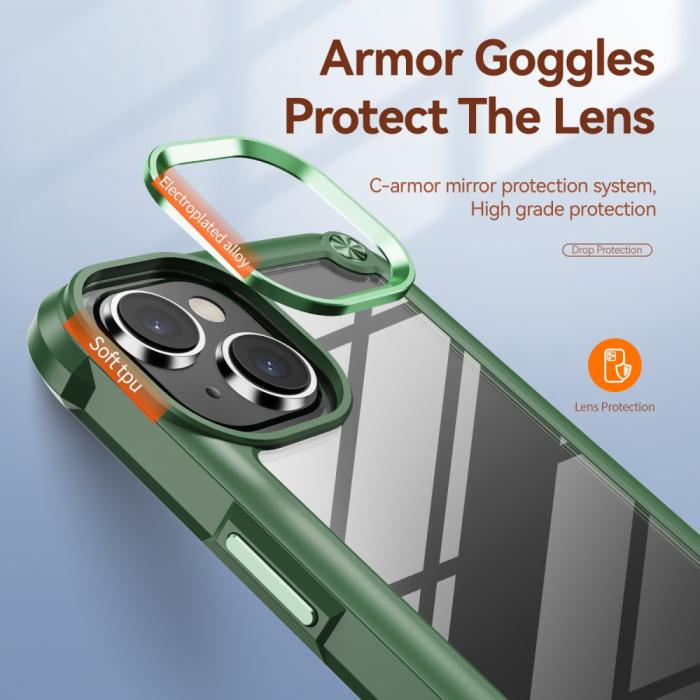 Bild 6,  iPhone 15 Plus Skal Shockproof Hybrid Armor Grön - Teknikhallen.se