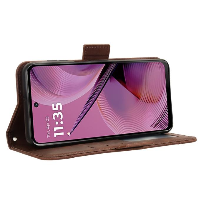 Bild 4,  Motorola Moto G55 5G Fodral Med Avtagbart Kortfodral Brun - Teknikhallen.se