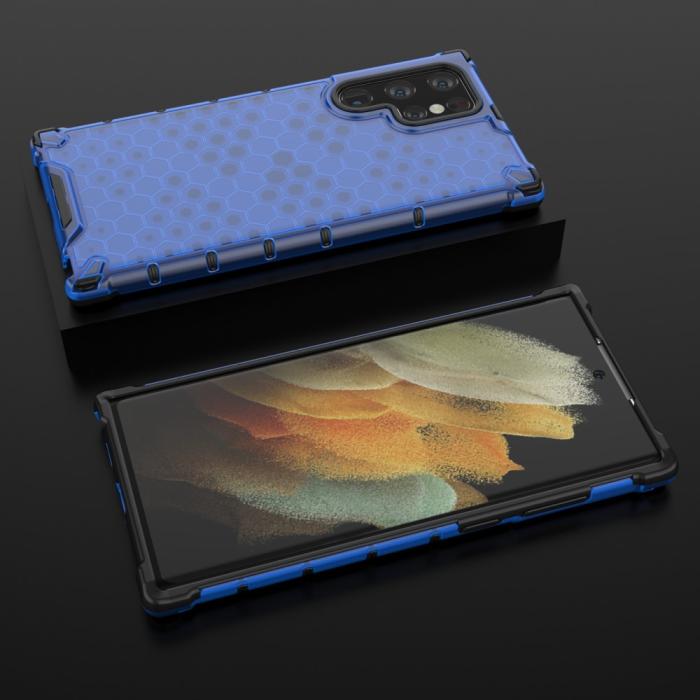 Bild 3,  Samsung Galaxy S22 Ultra Skal Armor Honeycomb Blå - Teknikhallen.se