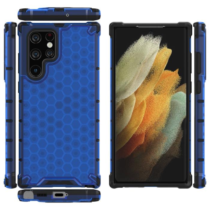 Bild 5,  Samsung Galaxy S22 Ultra Skal Armor Honeycomb Blå - Teknikhallen.se