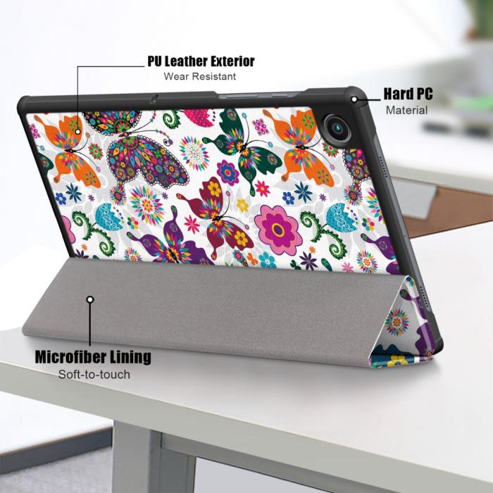 Bild 6,  Samsung Galaxy Tab A8 10.5 (2021) Fodral Tri-Fold Fjärilar - Teknikhallen.se