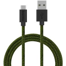 Smartline Smartline 2m 3A USB-C Fuzzy Laddningskabel Gr&ouml;n - Teknikhallen.se