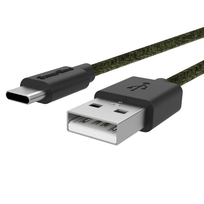 Bild 2, Smartline Smartline 2m 3A USB-C Fuzzy Laddningskabel Grön - Teknikhallen.se