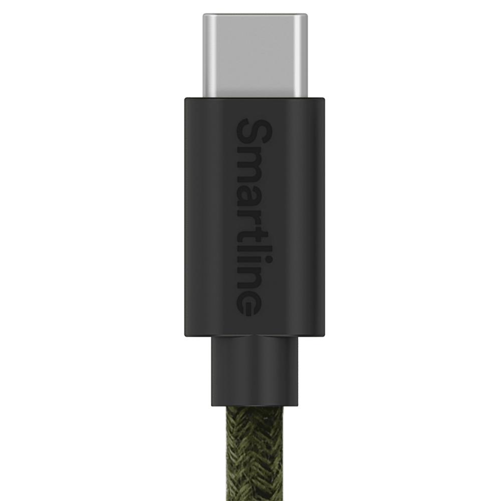 Smartline Smartline 2m 3A USB-C Fuzzy Laddningskabel Grön - Teknikhallen.se