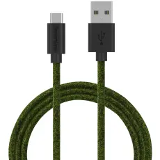 Smartline Smartline 2m 3A USB-C Fuzzy Laddningskabel Gr&ouml;n - Teknikhallen.se