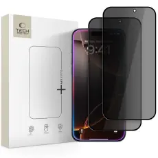 Tech-Protect Tech-Protect iPhone 17 Pro/17/16 Pro 2-PACK Sk&auml;rmskydd H&auml;rdat Glas Privacy - Teknikhallen.se