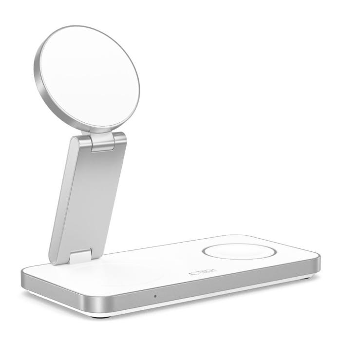 Bild 4, Tech-Protect Tech-Protect 15W Qi Trådlös 3in1 Magnetisk MagSafe Laddare Vit - Teknikhallen.se