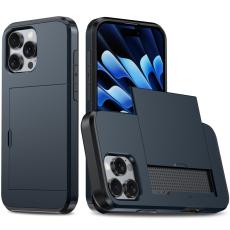  iPhone 16 Pro Skal Med Kortfack Hybrid M&ouml;rk Bl&aring; - Teknikhallen.se