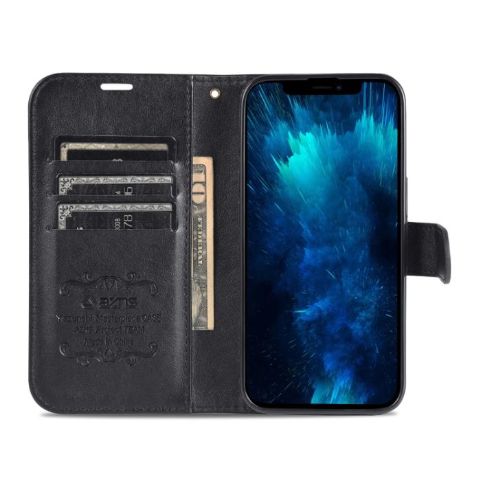 Bild 4, AZNS AZNS iPhone 14 Pro Fodral Läder Svart - Teknikhallen.se