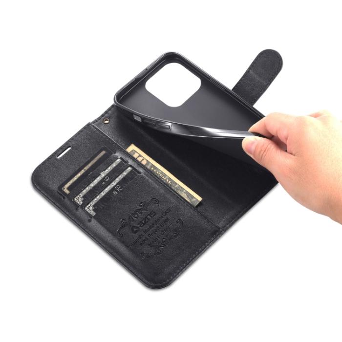 Bild 6, AZNS AZNS iPhone 14 Pro Fodral Läder Svart - Teknikhallen.se