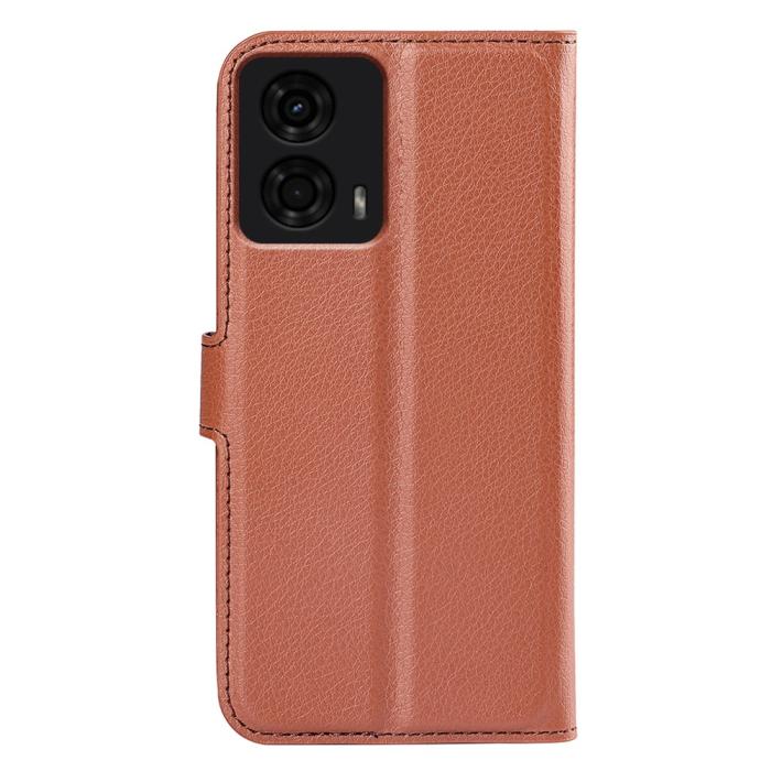 Bild 6,  Motorola Moto G04 4G/G24 4G Fodral Litchi Läder Brun - Teknikhallen.se