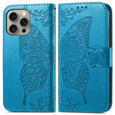  iPhone 16 Pro Max Fodral Med Fj&auml;ril Tryck Bl&aring; - Teknikhallen.se