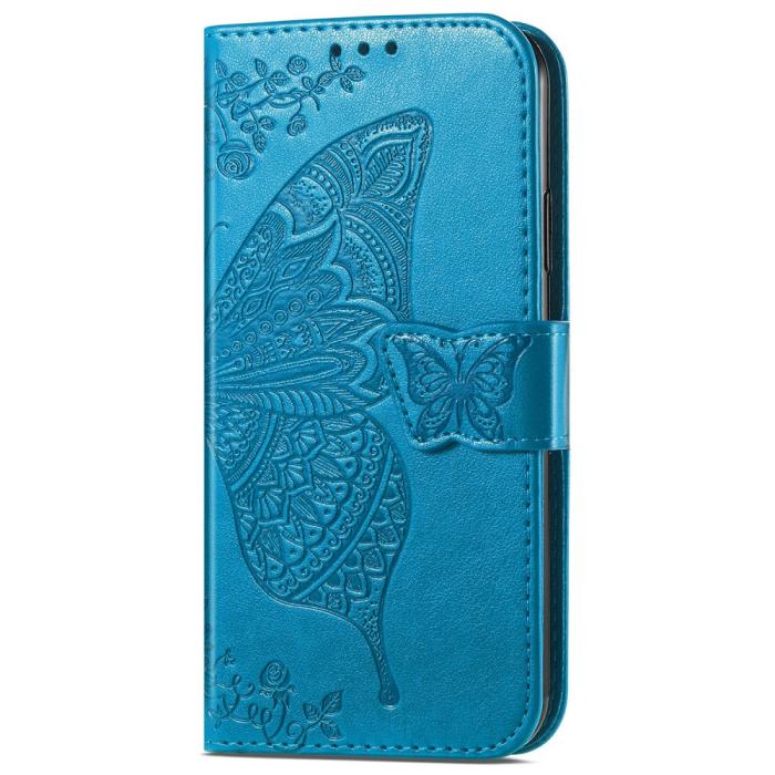 Bild 6,  iPhone 16 Pro Max Fodral Med Fjäril Tryck Blå - Teknikhallen.se