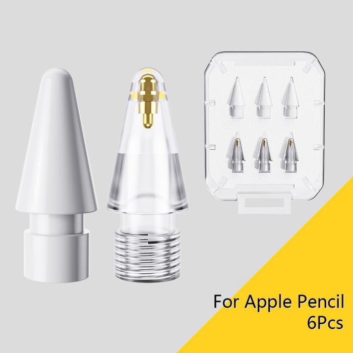 Bild 3, ESSAGER ESSAGER 6-PACK Ersättning Pennspets Apple Pen 1/2/Pro Vit/Transparent - Teknikhallen.se
