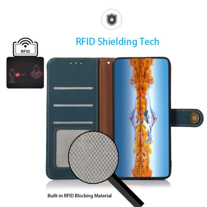 Bild 2, KHAZNEH KHAZNEH Sony Xperia 10 V Fodral RFID Äkta Läder Grön - Teknikhallen.se