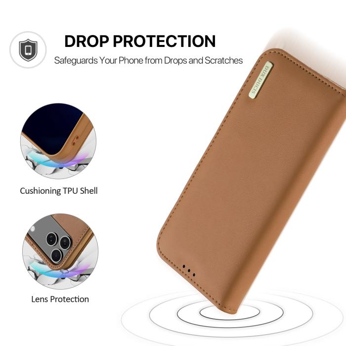 Bild 5, DUX DUCIS DUX DUCIS iPhone 17 Pro Max Fodral HIVO Äkta Läder Brun - Teknikhallen.se