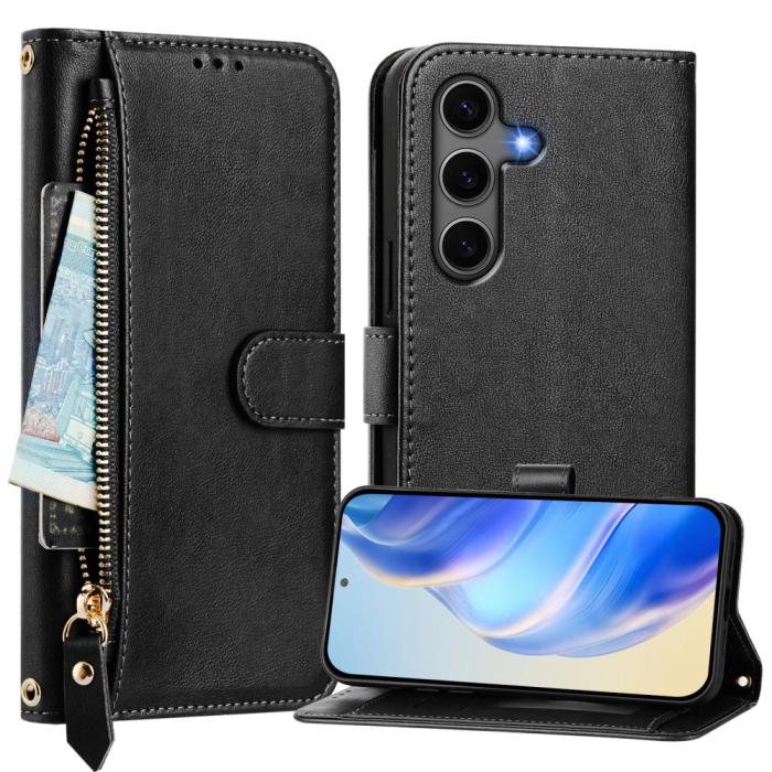 Bild 2,  Samsung Galaxy S25 Plus Fodral Multifunktionell Läder Svart - Teknikhallen.se