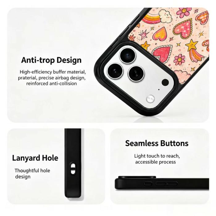 Bild 3,  iPhone 18 Pro Max/17 Pro Max Skal MagSafe UV-Mönster Hjärtan - Teknikhallen.se