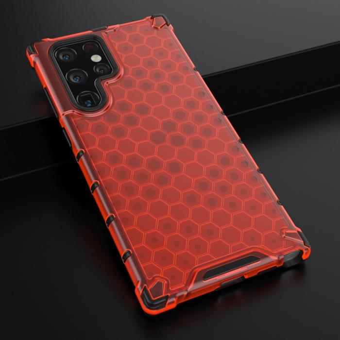 Bild 4,  Samsung Galaxy S22 Ultra Skal Armor Honeycomb Röd - Teknikhallen.se