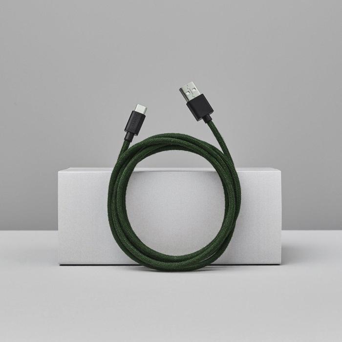 Bild 4, Smartline Smartline 2m 3A USB-C Fuzzy Laddningskabel Grön - Teknikhallen.se