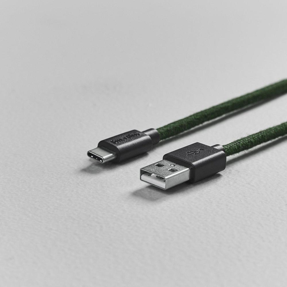 Smartline Smartline 2m 3A USB-C Fuzzy Laddningskabel Grön - Teknikhallen.se