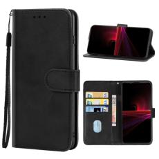  Sony Xperia 1 IV Fodral L&auml;der Svart - Teknikhallen.se