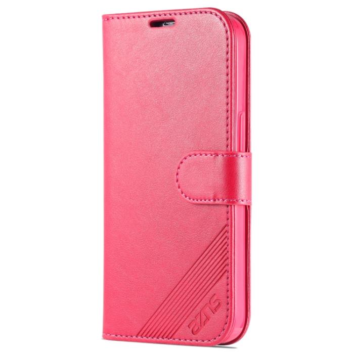 Bild 2, AZNS AZNS iPhone 14 Pro Fodral Läder Röd/Rosa - Teknikhallen.se
