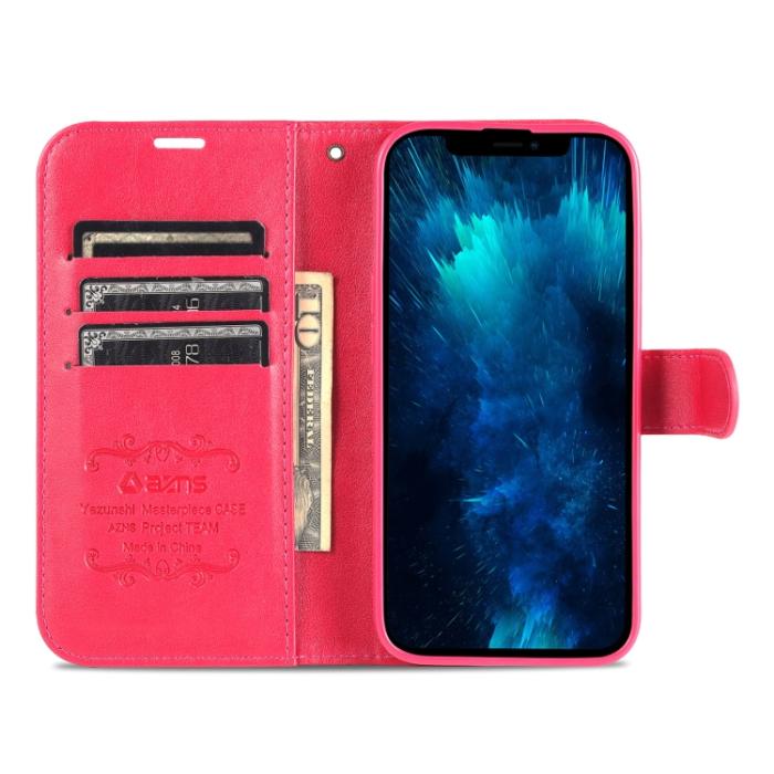 Bild 4, AZNS AZNS iPhone 14 Pro Fodral Läder Röd/Rosa - Teknikhallen.se