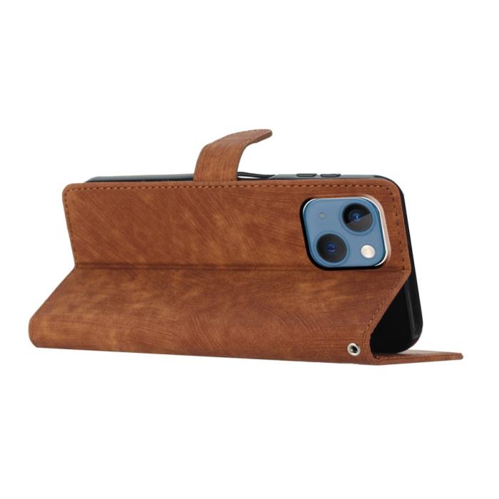 Bild 2,  iPhone 15 Plus Fodral Skin Touch Läder Brun - Teknikhallen.se