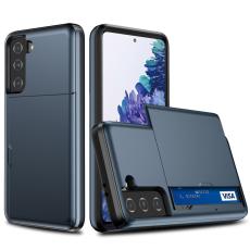  Samsung Galaxy S21 - Hybrid Skal Med Kortfack - M&ouml;rk Bl&aring; - Teknikhallen.se