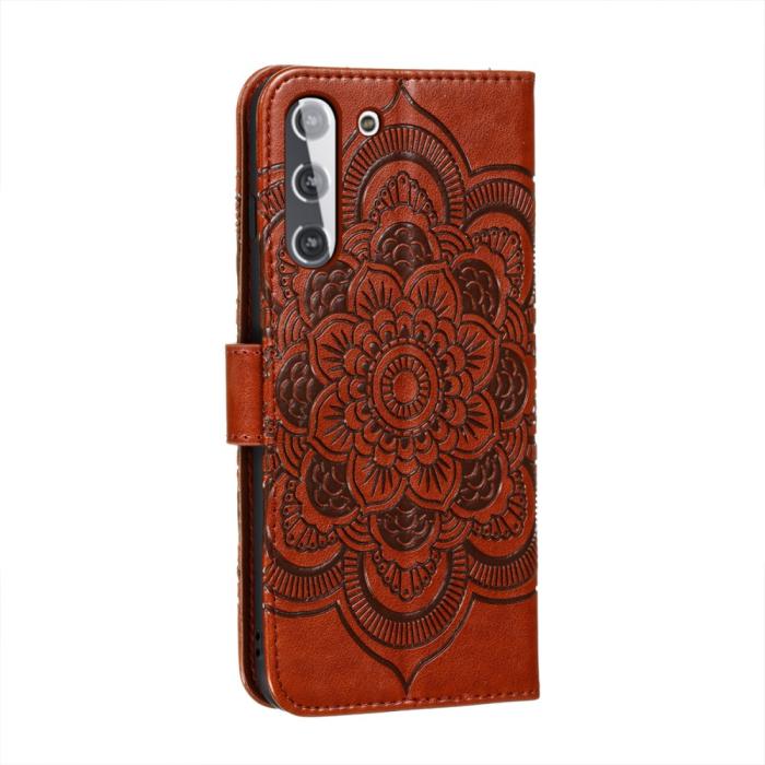Bild 3,  Samsung Galaxy S21 - Mandala Läder Fodral - Brun - Teknikhallen.se