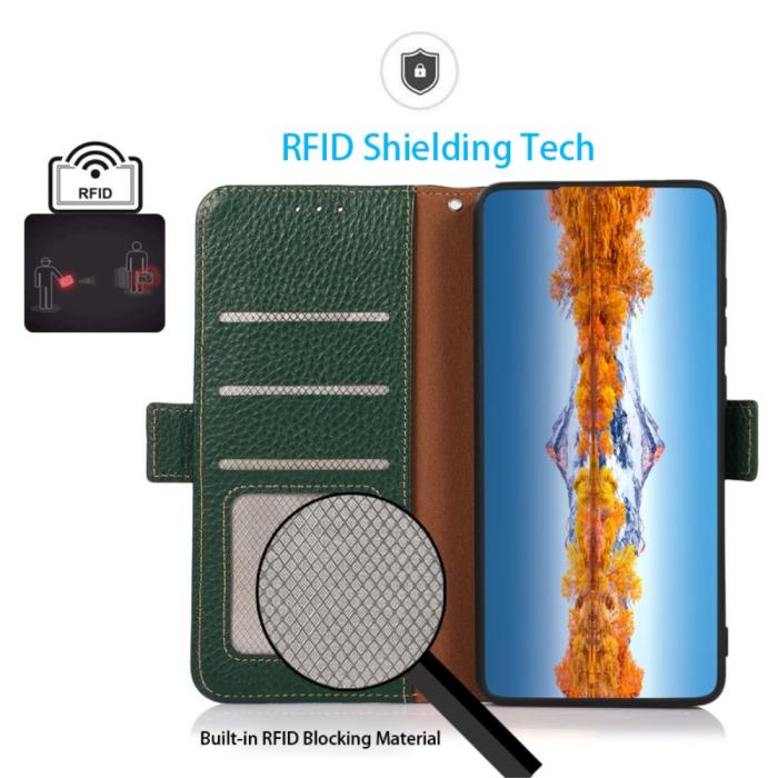 Bild 2, KHAZNEH KHAZNEH Galaxy S24 Fodral Äkta Läder RFID Grön - Teknikhallen.se
