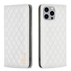 BINFEN BINFEN iPhone 15 Pro Max Fodral Diamond Flip L&auml;der Vit - Teknikhallen.se