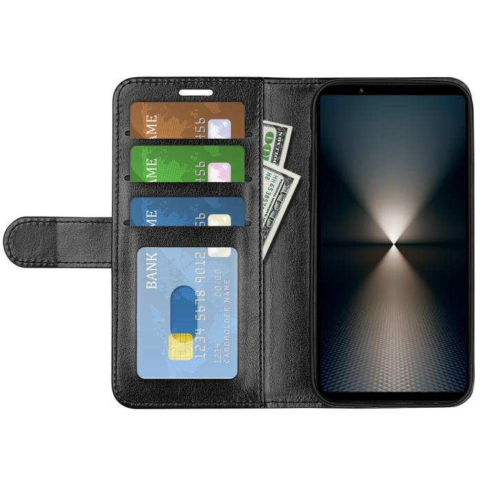 Bild 2,  Sony Xperia 1 VII Fodral Crazy Horse Läder Svart - Teknikhallen.se