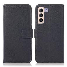  Samsung Galaxy S22 Plus Fodral Litchi L&auml;der Bl&aring; - Teknikhallen.se