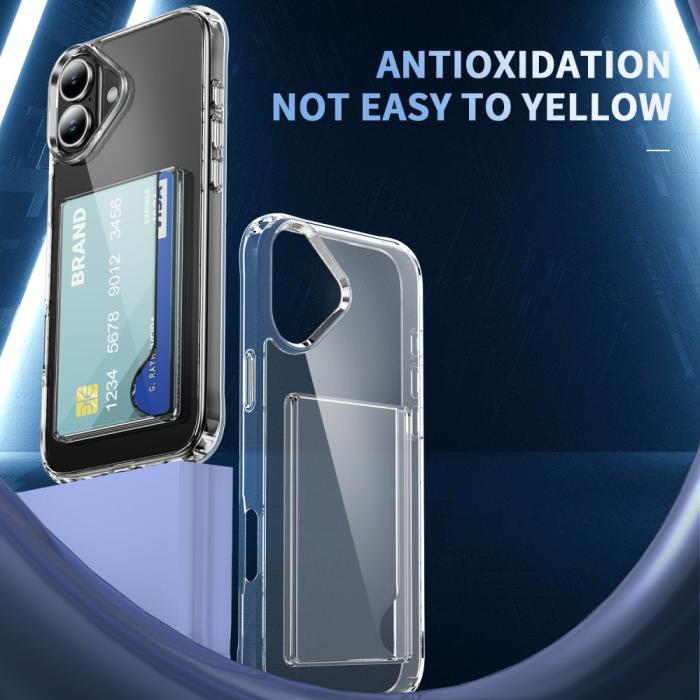 Bild 4,  iPhone 16 Skal Med Kortfack Shockproof TPU Transparent - Teknikhallen.se
