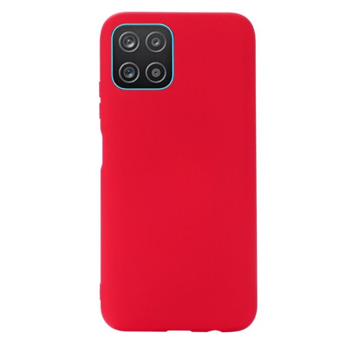 Bild 2,  Samsung Galaxy A03 Skal Liquid Silikon Med Strap Röd - Teknikhallen.se