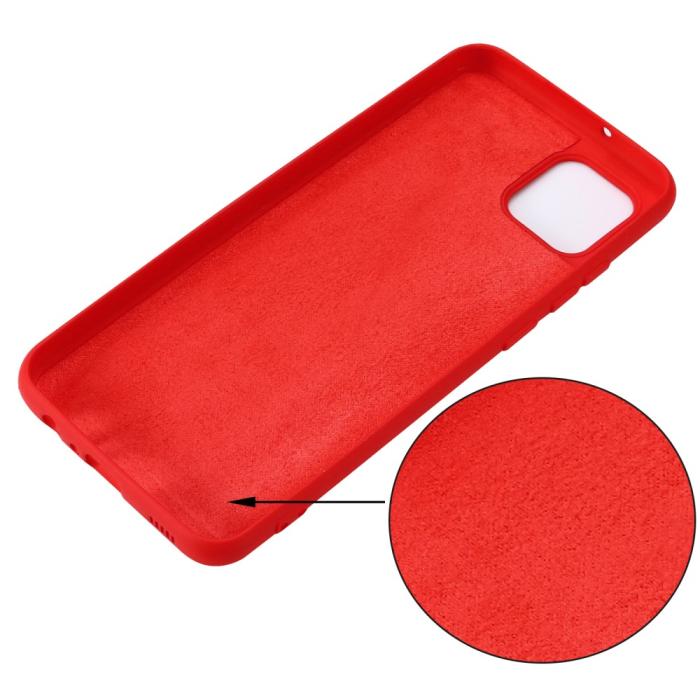 Bild 3,  Samsung Galaxy A03 Skal Liquid Silikon Med Strap Röd - Teknikhallen.se