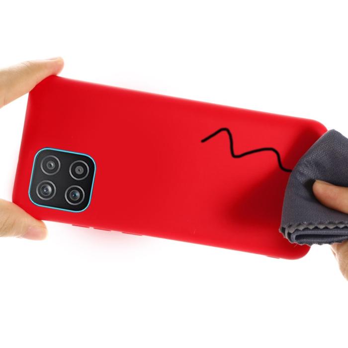 Bild 4,  Samsung Galaxy A03 Skal Liquid Silikon Med Strap Röd - Teknikhallen.se