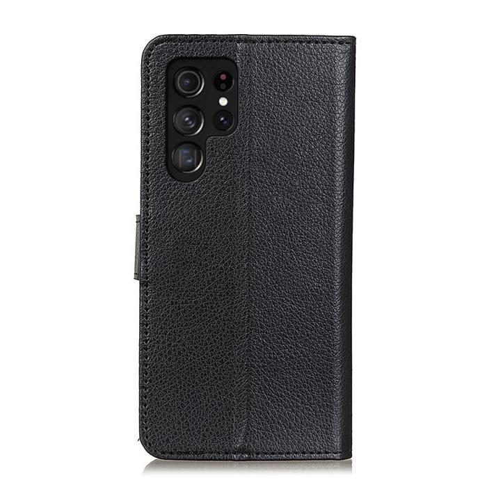 Bild 3,  Samsung Galaxy S22 Ultra Fodral Litchi Läder Svart - Teknikhallen.se