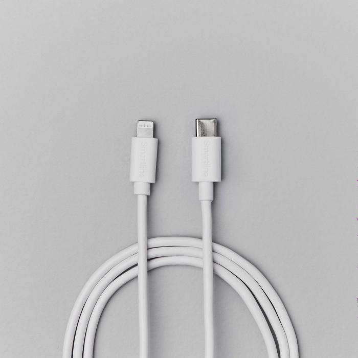 Bild 6, Smartline Smartline 1m USB-C - Lightning MFi Laddningskabel Vit - Teknikhallen.se