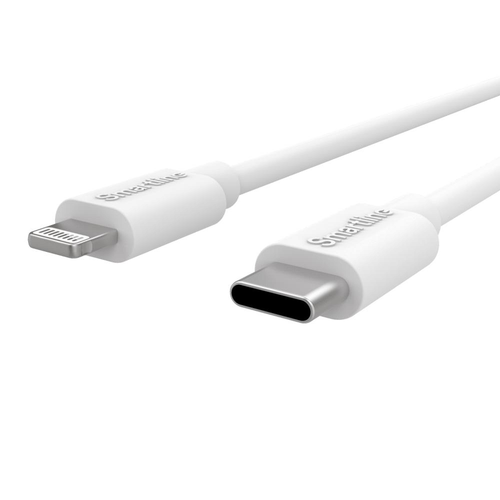 Smartline Smartline 1m USB-C - Lightning MFi Laddningskabel Vit - Teknikhallen.se