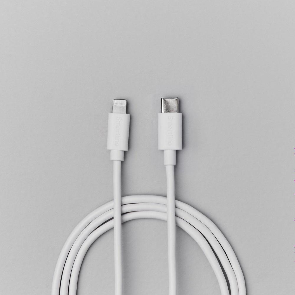 Smartline Smartline 1m USB-C - Lightning MFi Laddningskabel Vit - Teknikhallen.se