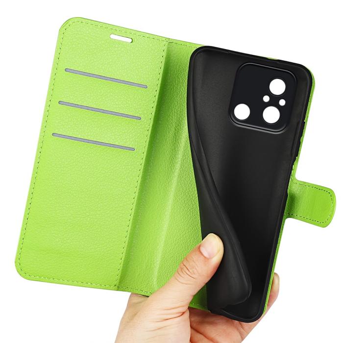 Bild 4,  Xiaomi Redmi 12C 4G Fodral Litchi Läder Grön - Teknikhallen.se