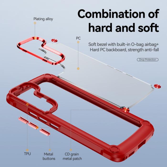 Bild 4,  Samsung Galaxy S23 Plus Skal Shockproof Hybrid Röd - Teknikhallen.se