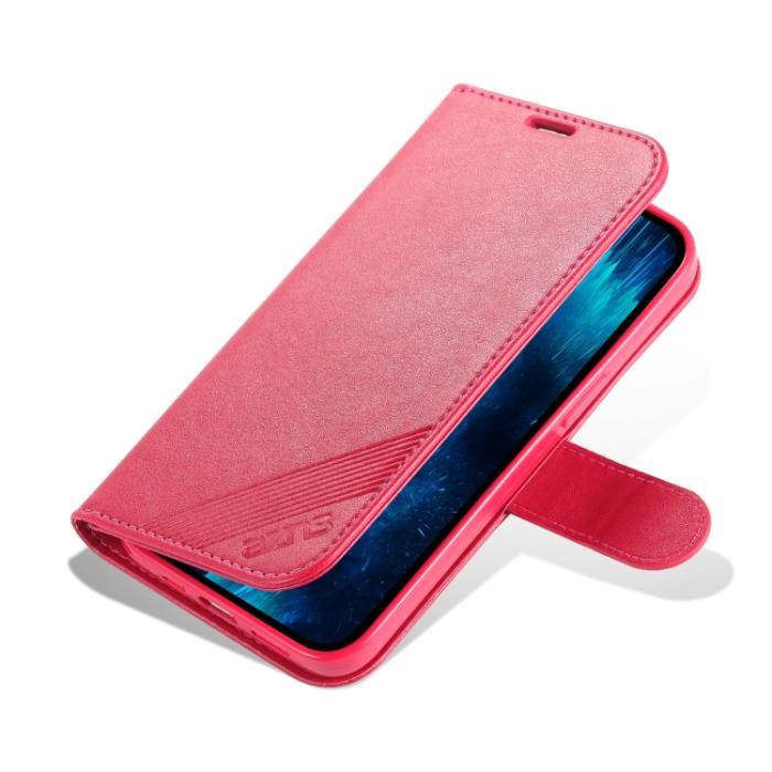 Bild 5, AZNS AZNS iPhone 14 Pro Fodral Läder Röd/Rosa - Teknikhallen.se