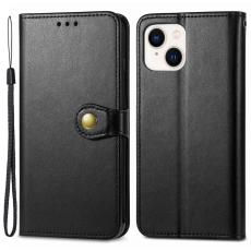  iPhone 15 Plus Fodral L&auml;der Magnetisk M&auml;ssing Svart - Teknikhallen.se